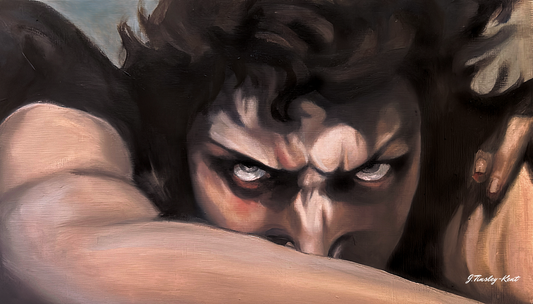 Fallen angel expressive portrait oil painting print a4